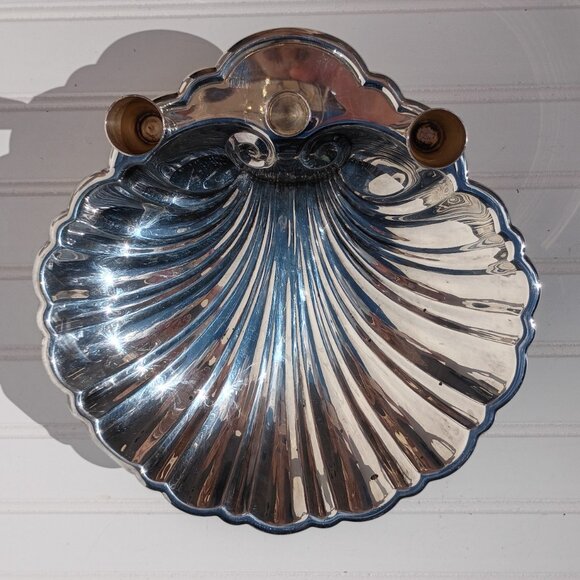 Sheffield Silver Co Clam Shell Footed Serving Dish Silverplated Scalloped Vtg - Picture 9 of 10